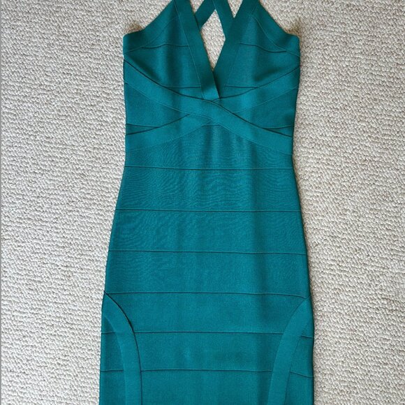 Small Bebe Turquoise Bandage Dress - Picture 1 of 2